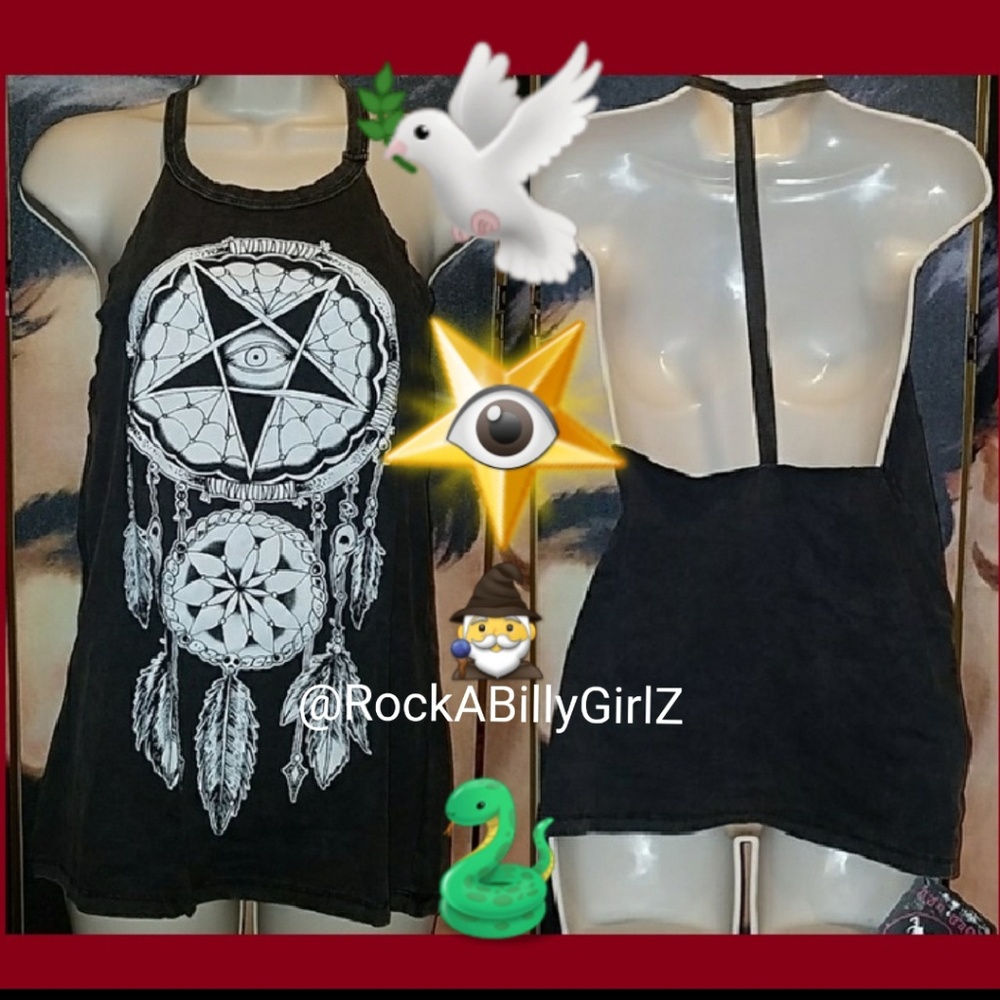 Too Fast by Rat Baby Slaughter Star Eye  Dreamcatcher Feathers Top Acid Wash